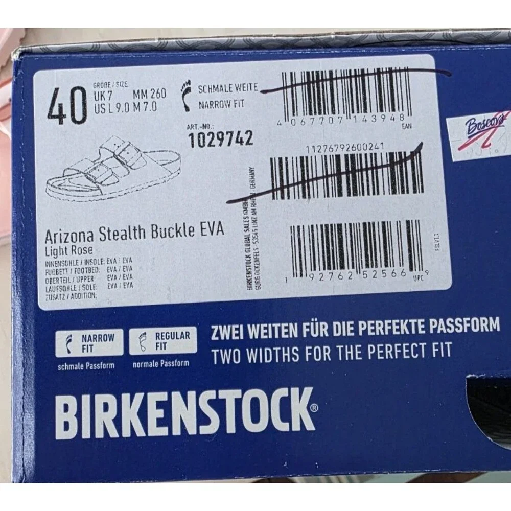 BIRKENSTOCK Womens Arizona Stealth Buckle Light Rose Shoes 9  New